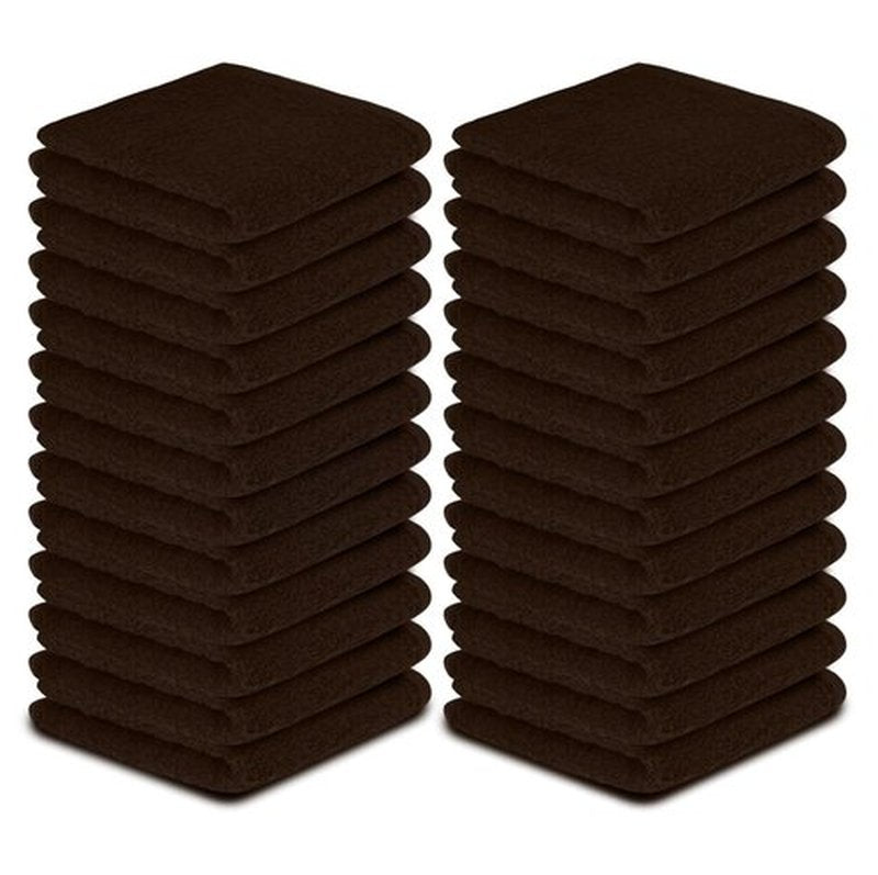 Softolle 100% Cotton Ring Spun Wash Cloths – Bulk Pack of Washcloths – 12x12 Inches – Wash Cloth for Face, Highly Absorbent, Soft and Face Towels (Dark Brown, 60 Pack)