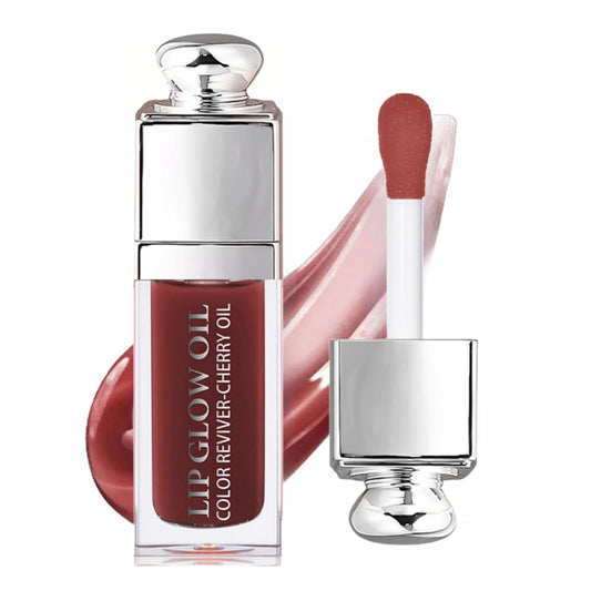 Hydrating Lip Glow Oil - Tinted Lip Care for Dry Lips | Non-Sticky, Plumping Formula - Mahogany