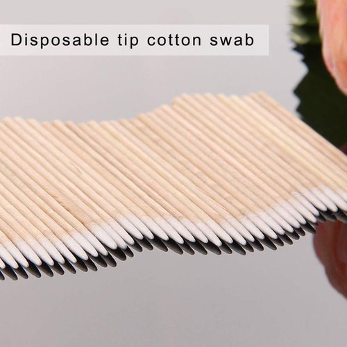 RIKWOG 400pcs Pointed Cotton Swabs, 4 inch Precision Microblading Cotton Swab Cotton Sticks Applicator for Eyebrow Tattoo Beauty Make-up Nail Clean, Wood Handle Pointed Tip Head