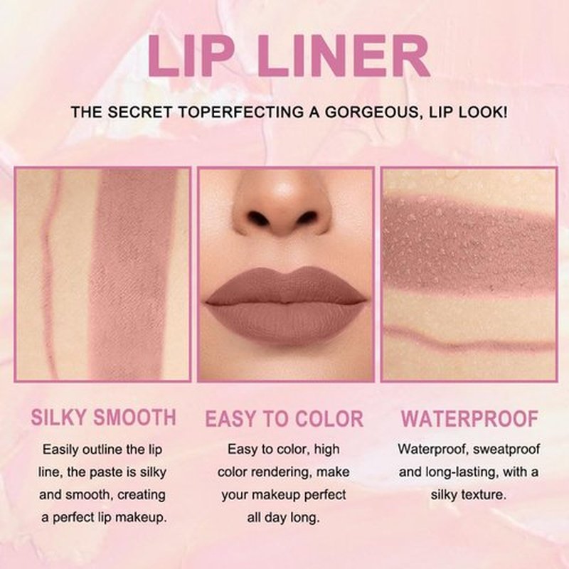 2 in 1 Nude Brown Matte Lip Liner & Lipstick Combination, DNM Metallic Dual Ended Lipstick, Lip Liner, Lip Gloss, 24 Hour all Day Long-Lasting Waterproof Lipliners Pen for Women Lip Makeup Gift Set12#