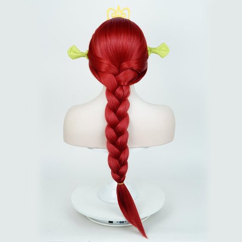 Aicos Long Red Braid Wig for Women 29.5Inch Princess Red Costume Wig with Crown for Halloween Cosplay Party