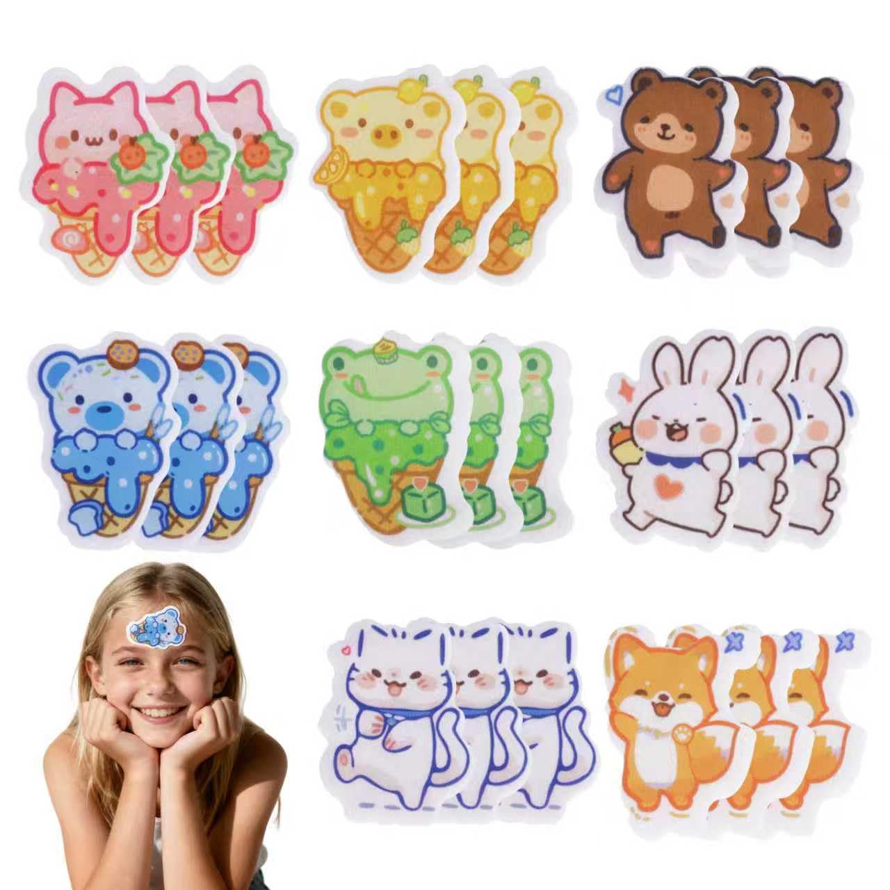 Kids Fever Relief Patches, 24 Pcs - Cooling Gel Instant Relief Strips for Kids Fever, Headache & Sunburn, Soothing Temperature Reduction