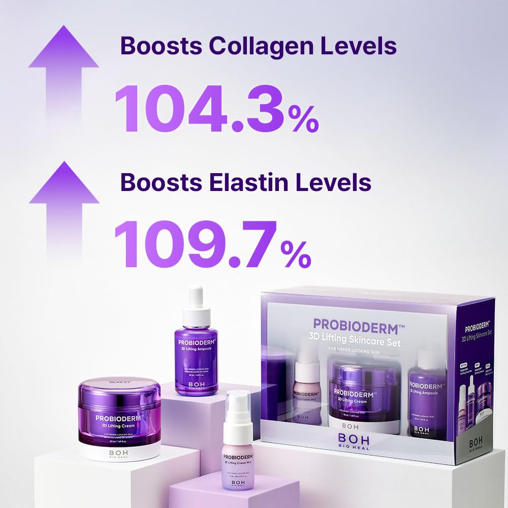 BIOHEAL BOH Probioderm 3D Lifting Skincare Set | Cardi B's Korean Night Cream, Serum & Face Mist for Lifting & Firming | Perfect Anti-Aging Routine for Dry, Dull, Saggy Skin | Mother’s Day Gift
