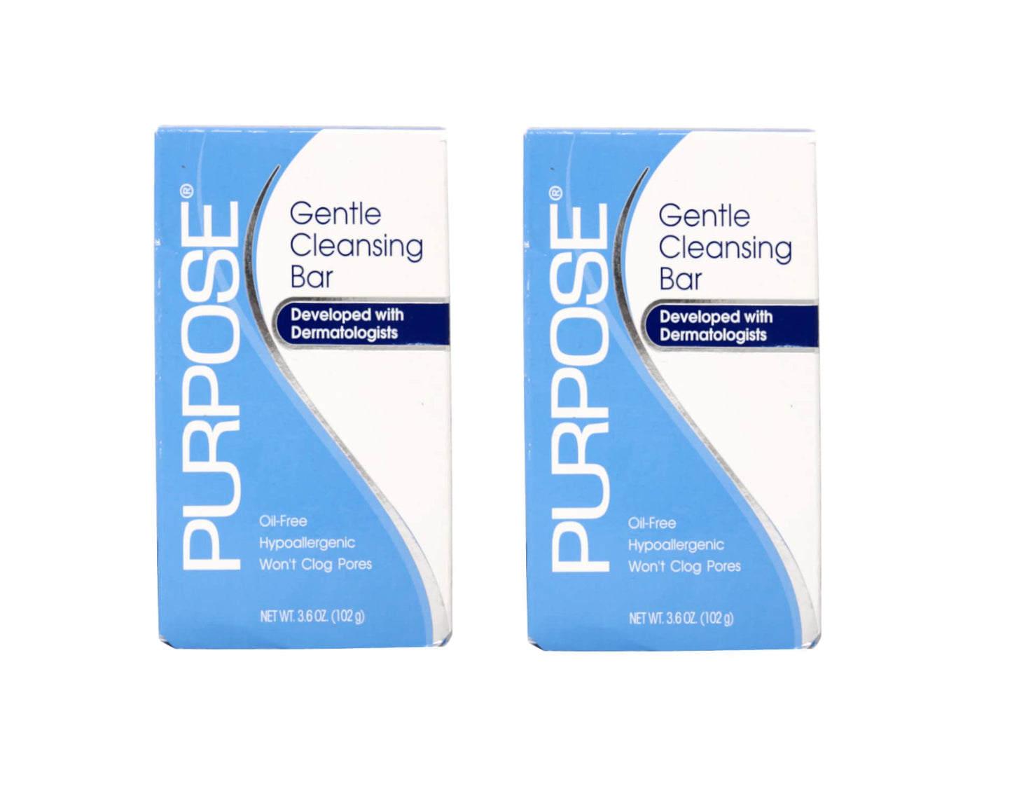 PURPOSE Gentle Cleansing Bar, Developed with Dermatologists for All Skin Types, For Sensitive & Dry Skin, Oil-free, Hypoallergenic, Sulfate-Free, 3.6 oz Bar (Pack of 2)