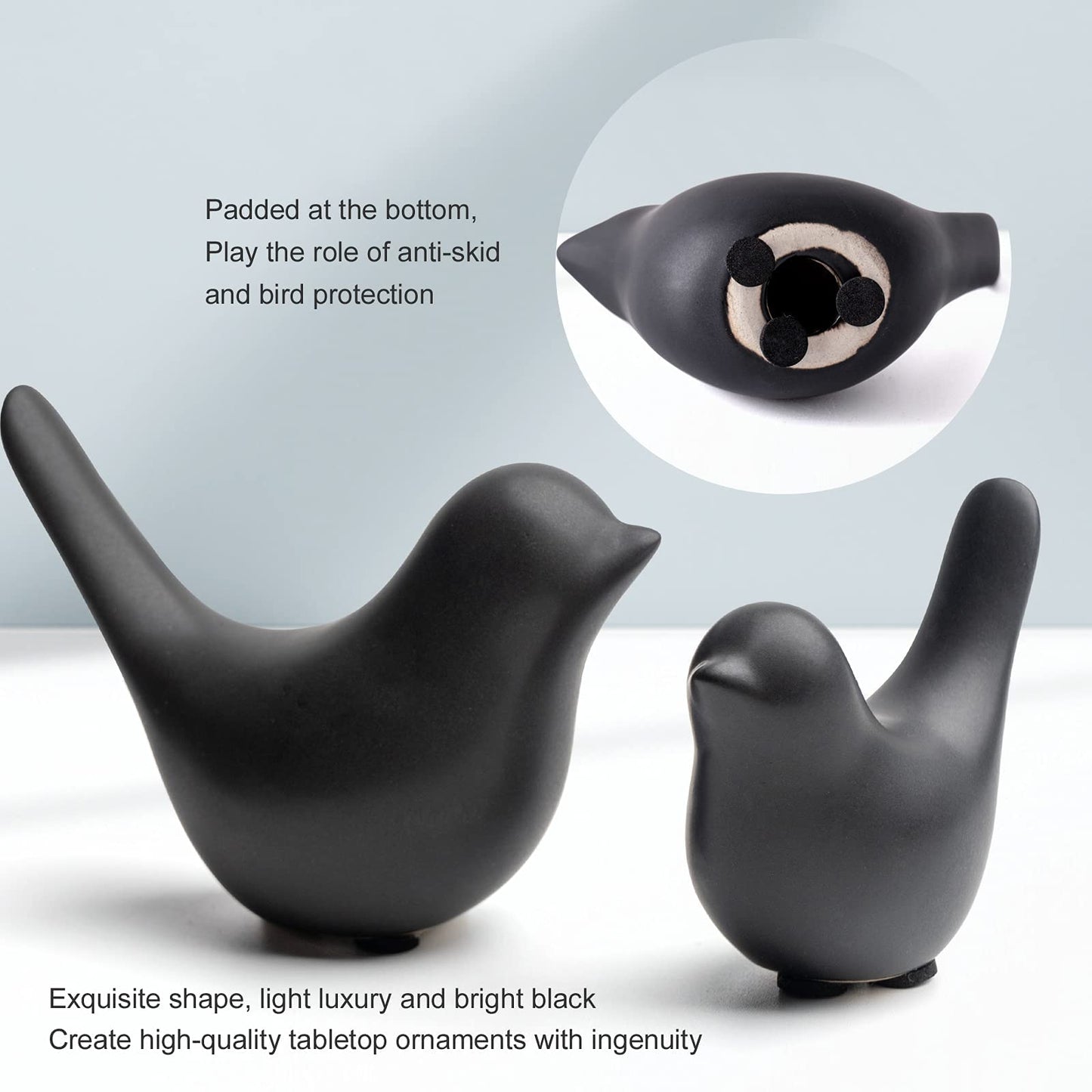 Notakia Small Birds Statues Home Decor Modern Style Decorative Ornaments for Living Room Decor, Bedroom, Office Desktop, Cabinets (Black 2Pcs Birds)