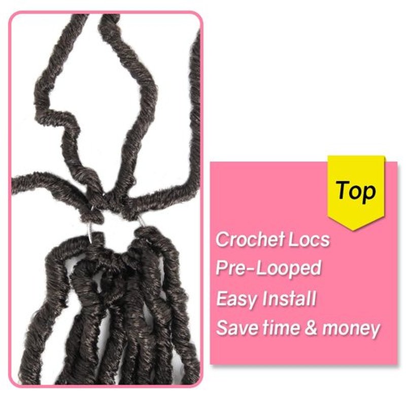 SERENDIPA Boho Faux Locs Curly End, 18 Inch Long Pre-Looped Soft Crochet Goddess Locs Synthetic Hair (6 Packs, 4#, Brown)