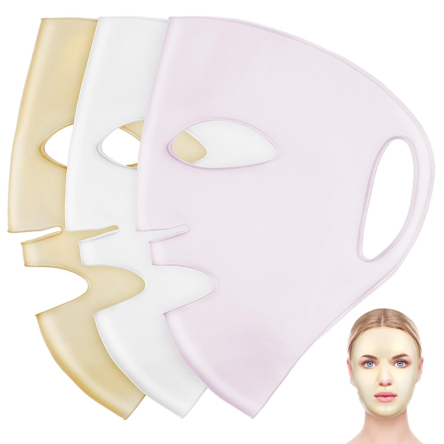 FRCOLOR Reusable 3D Silicone Cover for Women Ladies Soft Non-Irritating Sheet Mask Holder to Prevent Essence Evaporation and Maximize Absorption Skincare Tool