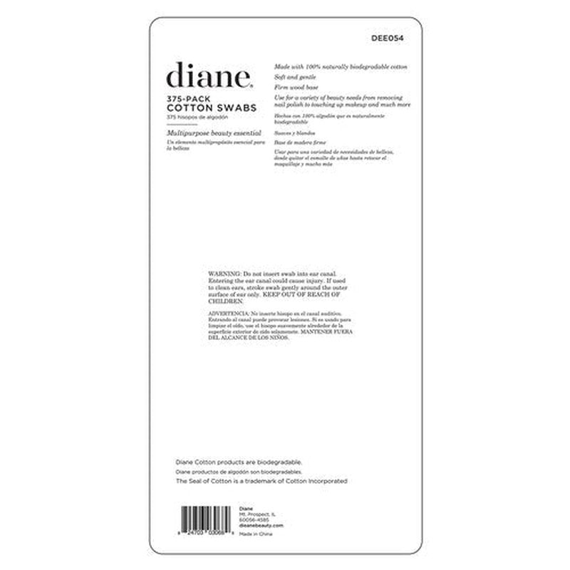 Diane Cotton Swabs, Sturdy Wood Base, 375 ct. 1-Pack - Super Soft for Sensitive Skin, Gentle on Face, Makeup and Beauty Applicator, Nail Polish Removal, 3 inches long for Beauty, Personal Care,Crafts
