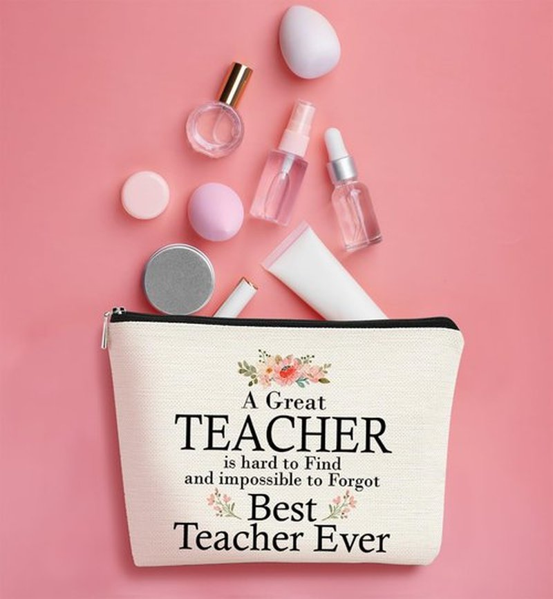 BARPERY Teacher Appreciation Gifts,Teacher Gifts for Women Makeup Bag,Best Teacher Ever Cosmetic Bag,Small Makeup Bag,Travel Makeup Bag,Makeup Bag Organizer