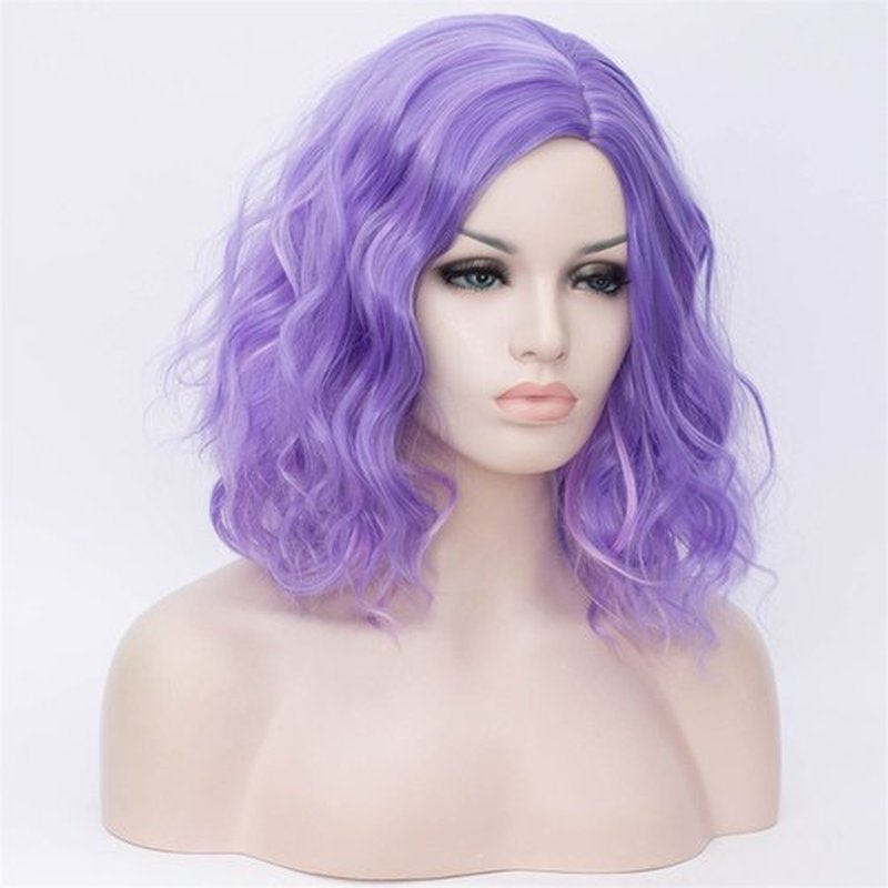 Cying Lin Short Bob Wavy Curly Wig Mixed Purple Wig For Women Cosplay Halloween Wigs Heat Resistant Bob Party Wig Include Wig Cap (Mixed Purple)