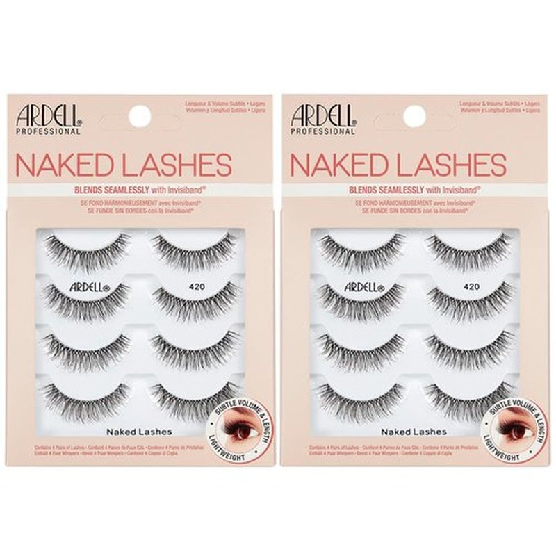Ardell Naked Lashes 420, Soft Lighweight Fibers, Comfortable and Easy Application, 4 pairs, 2-pack