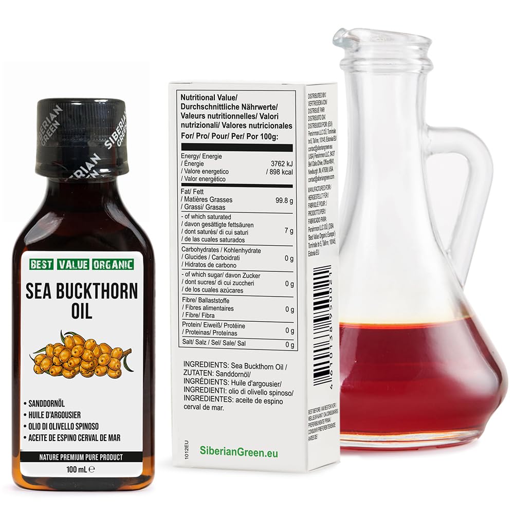 2 Pack - Siberian Sea Buckthorn Seed Oil | 100% Natural Extra Virgin Cold Pressed 2x100 ml / 6.8 fl oz (2 Bottles) | Unrefined Raw No-GMO Vegan | Premium Food Grade | Cooking, Salads or Skin Care