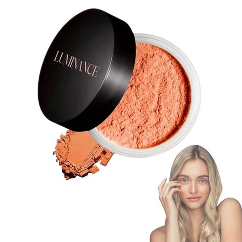 Luminance Pink Powder,Ultra Pink Setting Powder,Long-Lasting Waterproof Foundation,Skin Tone Adapting Blurring Powder for Flawless Beauty (Rich Peach)