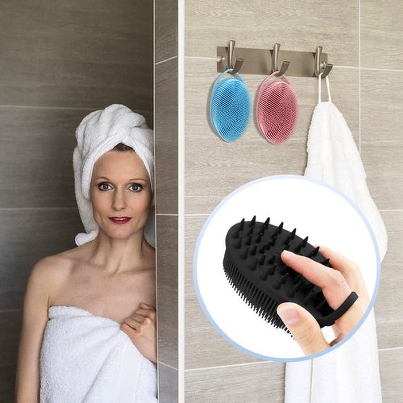 2 in 1 Silicone Body Scrubber Shampoo Brush, Shower Body Scrubber, Silicone Bath Scrubber,Exfoliating Body Scrubber, Scalp Massager, Silicone Loofah Body Scrubber, Clean Sanitary,Rapid Foaming-3 Pack