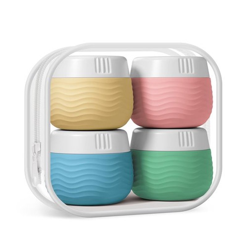Yinke Travel Containers for Toiletries, Silicone Cream Jars, TSA Approved Travel Size Containers, Leak-proof Travel Essentials/Accessories with Lid for Cosmetic Face Body Cream(4 Pack), Yellow