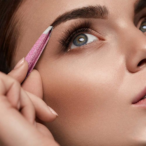 Amytor Eyebrow Tweezer Set, 4 Pcs Professional Stainless Steel Tweezers for Women, Precision Tweezer for Facial Hair, Splinter and Ingrown Hair Removal（Rose Gold）