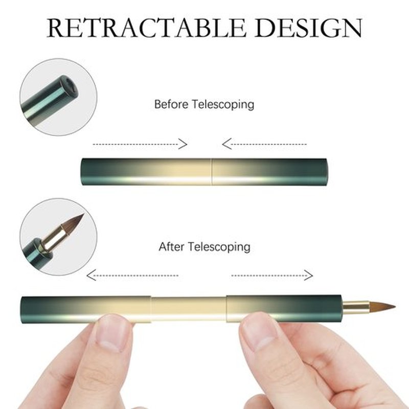 Unaone 2 PCS Lip Brush for Lipstick, Portable Retractable Lip Brush Applicators for Lipstick Lip Gloss Lip Concealer Makeup Brushes Tool (Black/Green)