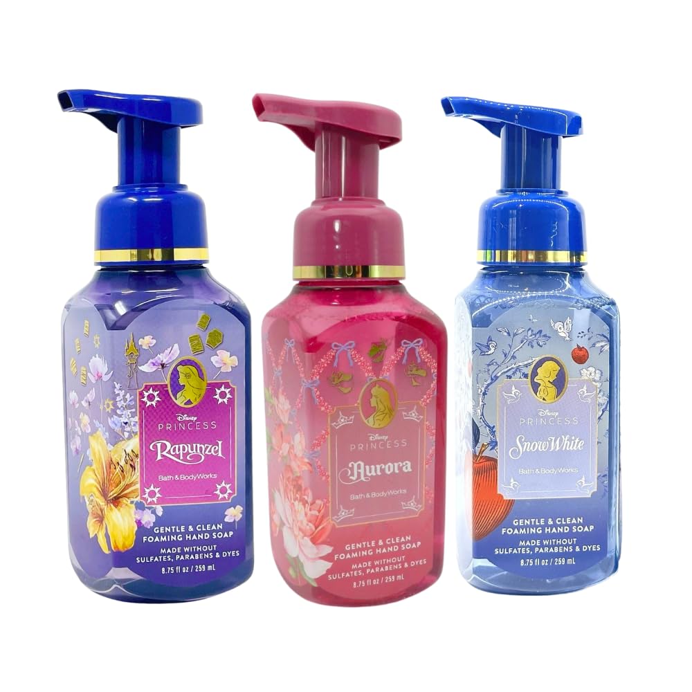 Bath & Body Works Gentle & Clean Foaming Hand Soap – PRINCESS COLLECTION – 3pc bundle 8.75 fl oz each (Rapunzel, Aurora, Snow White)