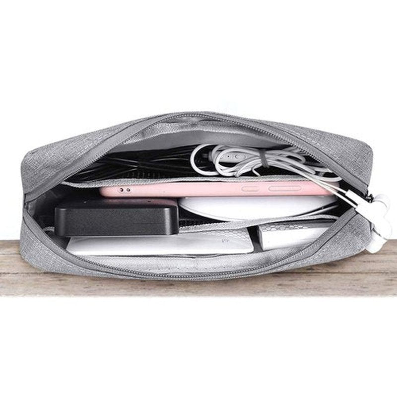 ERCRYSTO Universal Electronics/Accessories Soft Carrying Case Bag, Durable & Light-Weight,Suitable for Out-Going, Business, Travel and Cosmetics Kit (Small+Big-Gray)