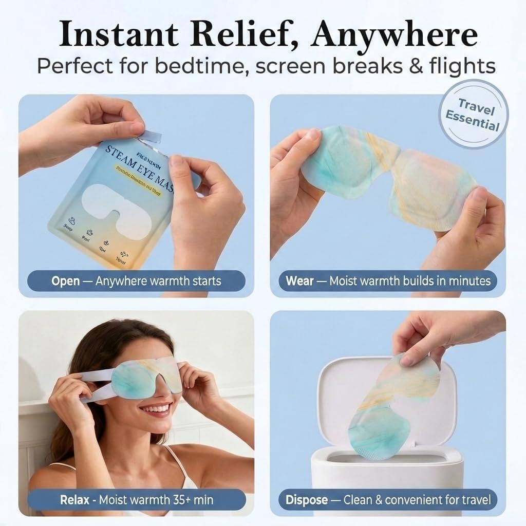 FACEMOON 16 Packs Self Heating Steam Eye Masks: