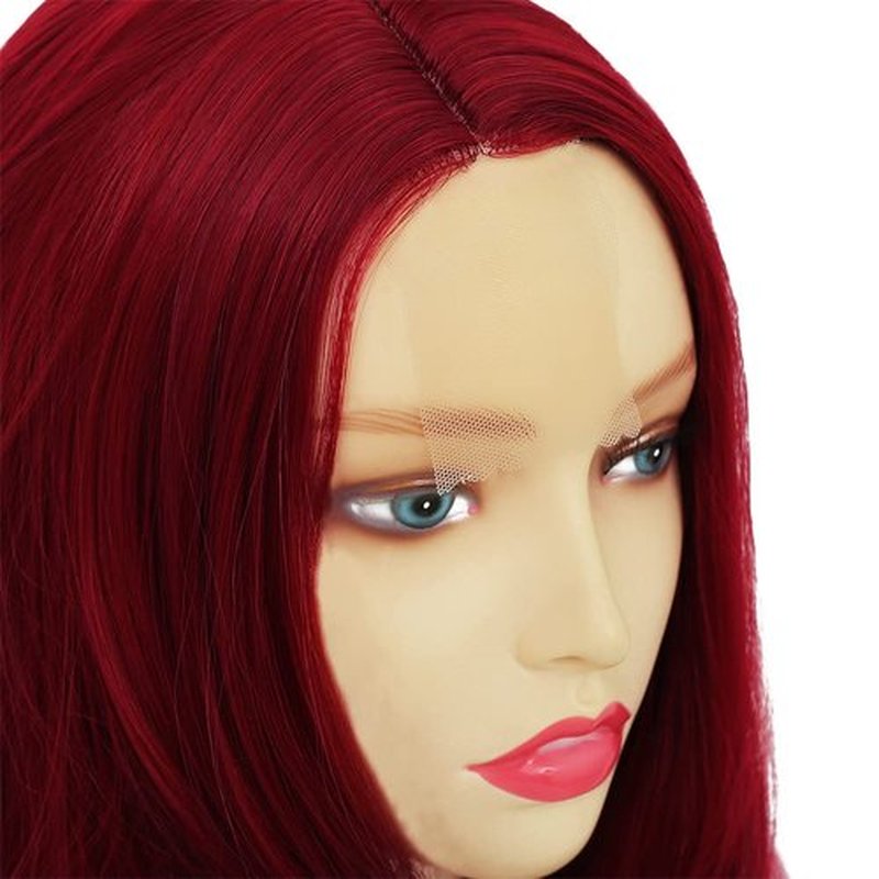 Tseses Red Long Curly Wavy Wigs for Women Natural Side Part Cosplay Halloween Synthetic Fiber Wig Heat Resistant Wig