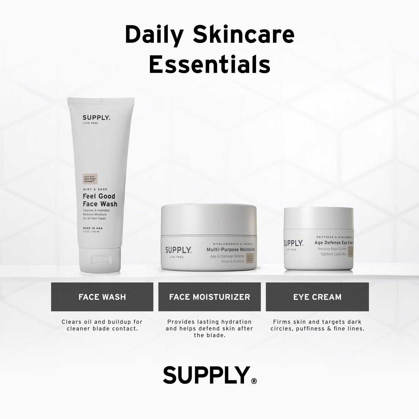 Supply Age Defense Eye Cream with Hyaluronic Acid, Shea Butter & Caffeine – Anti-Aging Eye Moisturizer Reduces Dark Circles, Puffiness & Under Eye Bags – Gentle Skincare – 0.5 oz