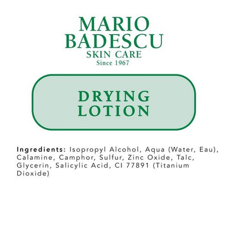 Mario Badescu Drying Lotion for All Skin Types | Fast-Acting Blemish Spot Treatment with Salicylic Acid, Sulfur and Zinc Oxide | Dries Surface Blemishes Overnight | 1 Fl Oz (Plastic Bottle)