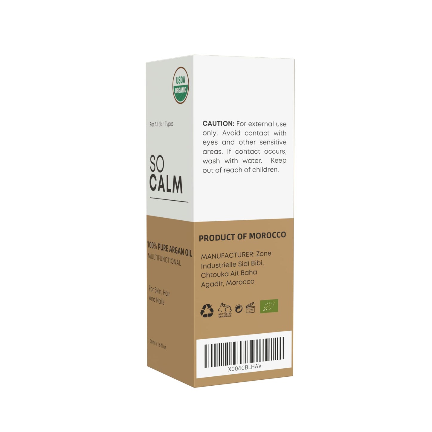 SoCalm 100% Pure Argan Oil – Cold-Pressed & Organic, Deep Moisture for Face, Skin & Hair, Rich in Vitamin E & Fatty Acids - 1.6oz / 50ml