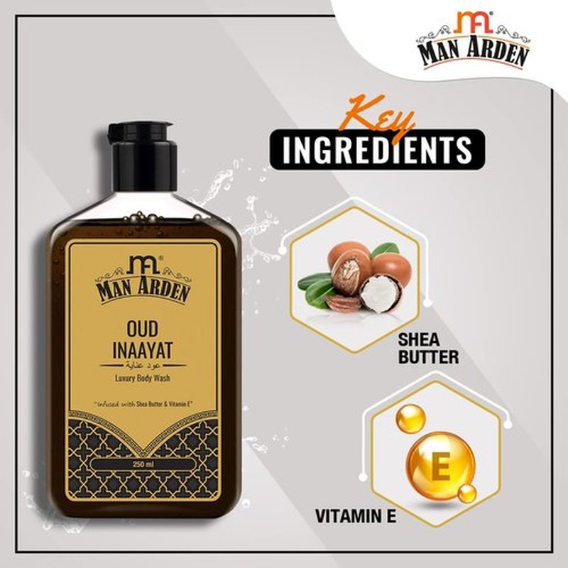 Man Arden Oud Inaayat Luxury Body Wash Infused With Shea Butter & Vitamin E, 250ml
