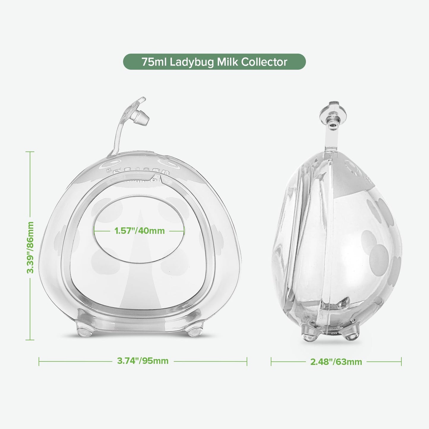 haakaa Ladybug Milk Collector Wearable Milk Collector Ladybug Breastmilk Collector Breastfeeding Milk Catchers Breast Milk Savers 2.5oz/75ml 2 PCS