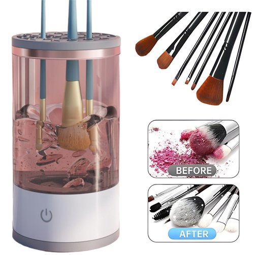 Beauty Swirl Cosmetic Brush Cleaner, The Cozy Luna Brush Cleaner, Rechargeable Makeup Brush Cleaner Machine, Automatic Electric Make Up Brush Cleaner (2 PCS - white)