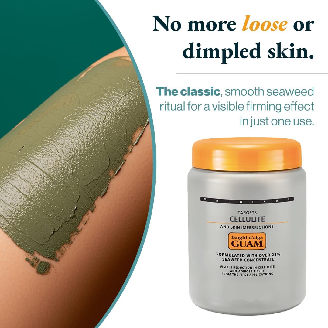Guam Anti Cellulite Seaweed Wrap ORIGINAL FORMULA | Skin Tightening Cellulite Treatment For Thighs And Legs Inches Reduction - Hot Mud Thigh Wraps For Cellulite Removal, 1KG Beauty