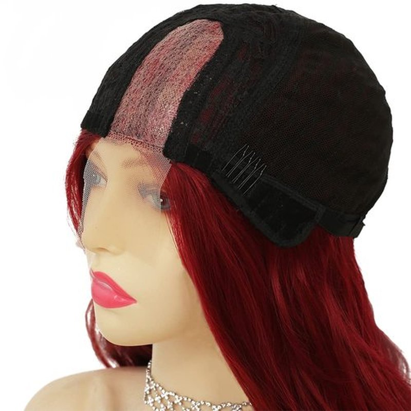 Tseses Red Long Curly Wavy Wigs for Women Natural Side Part Cosplay Halloween Synthetic Fiber Wig Heat Resistant Wig