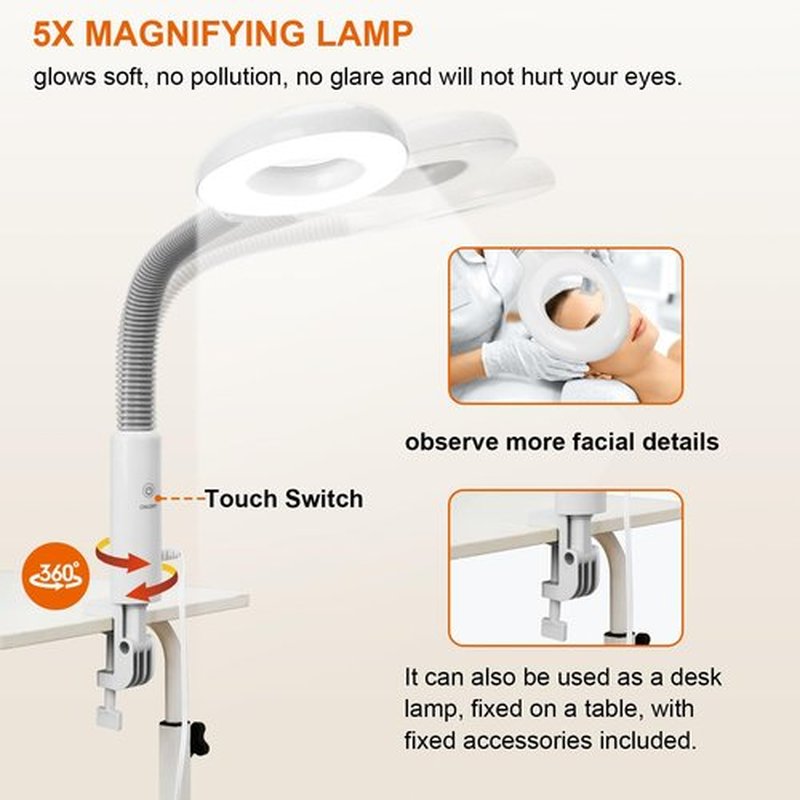 2 in 1 Facial Steamer, Professional Facial Steamer with 5X Magnifying Lamp, Face Steamer for Esthetician, Ozone Facial Steamer for Home Beauty Salon Spa