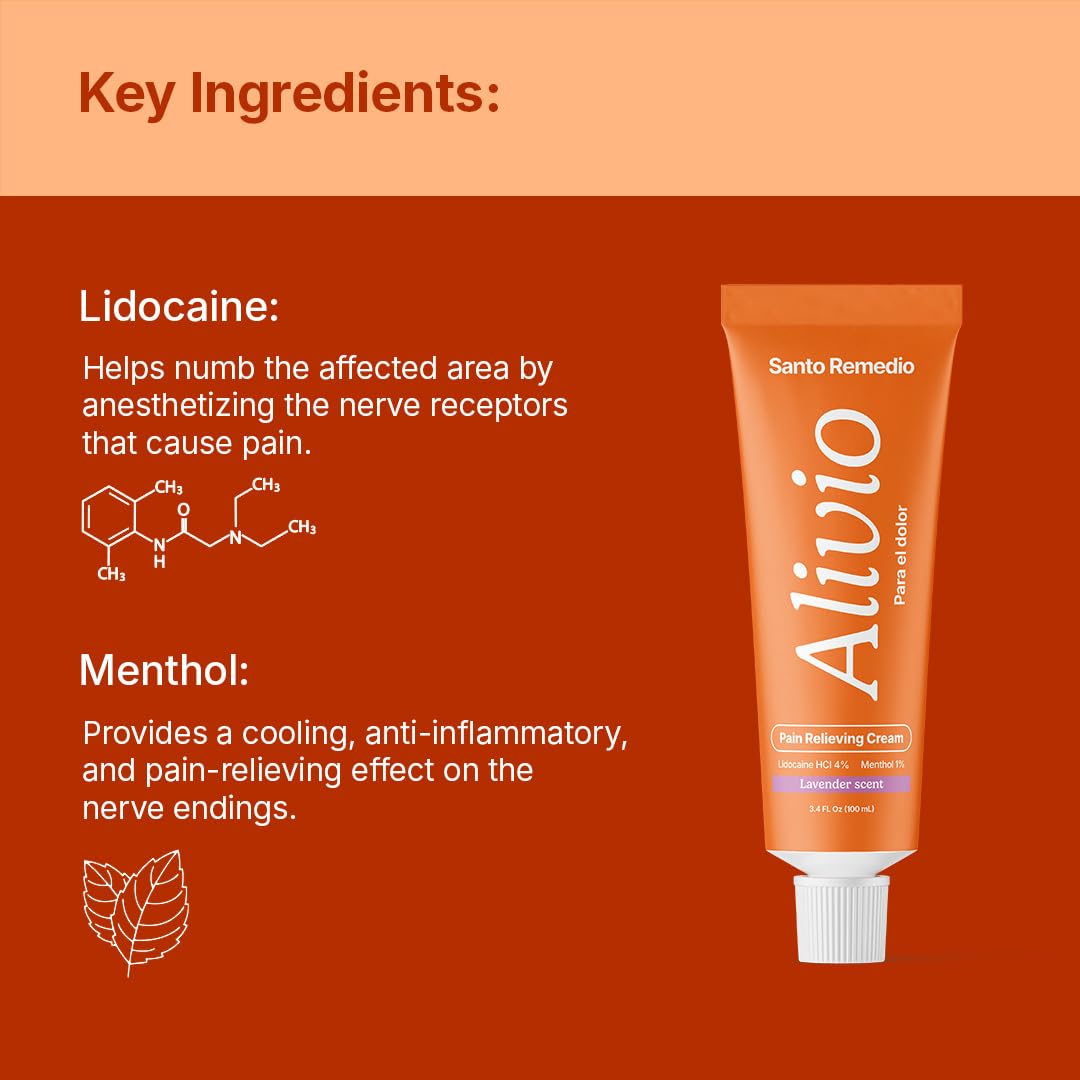 Santo Remedio Pain Relief Cream with Lidocaine & Menthol, Fast-Absorbing Non-Greasy Topical for Joint & Muscle Pain, Joint Support with MSM & Glucosamine, by Dr. Juan Rivera