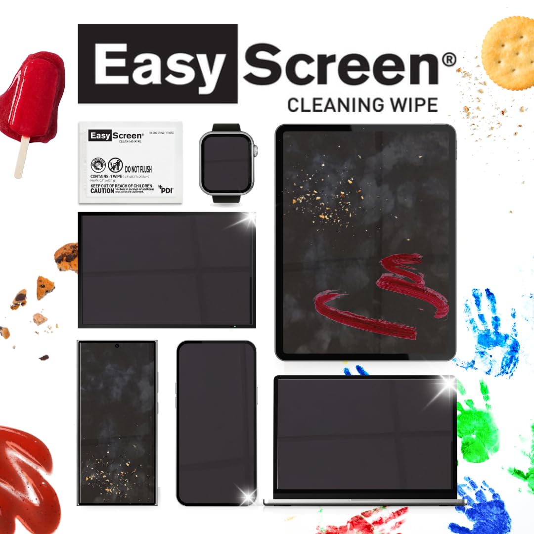 Easy Screen Cleaning Wipes, Electronic Screen Cleaning, Laptops, Monitors, Phone, Tablet, TV Screen Cleaning Wipe, 70 Wipes per Canister, Large 9"x 6" Durable Wipe