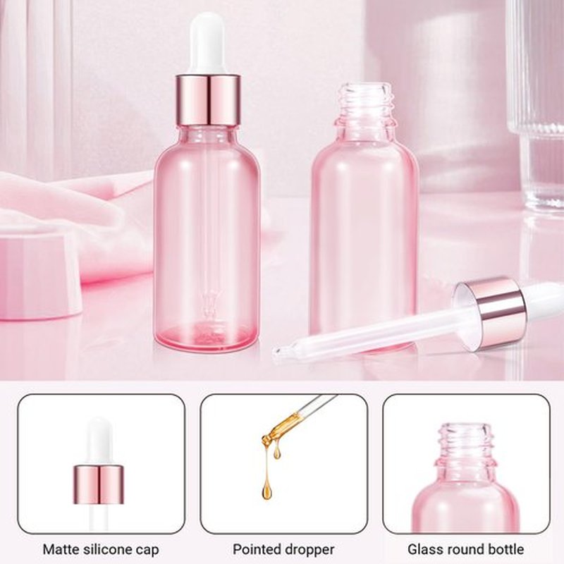 UMETASS 1 oz Glass Dropper Bottles, Tincture Bottles with Dropper, Purple Glass Eye Dropper Bottles, Leakproof Glass Serum Bottles for Travel Essential Oils（12 Pack）