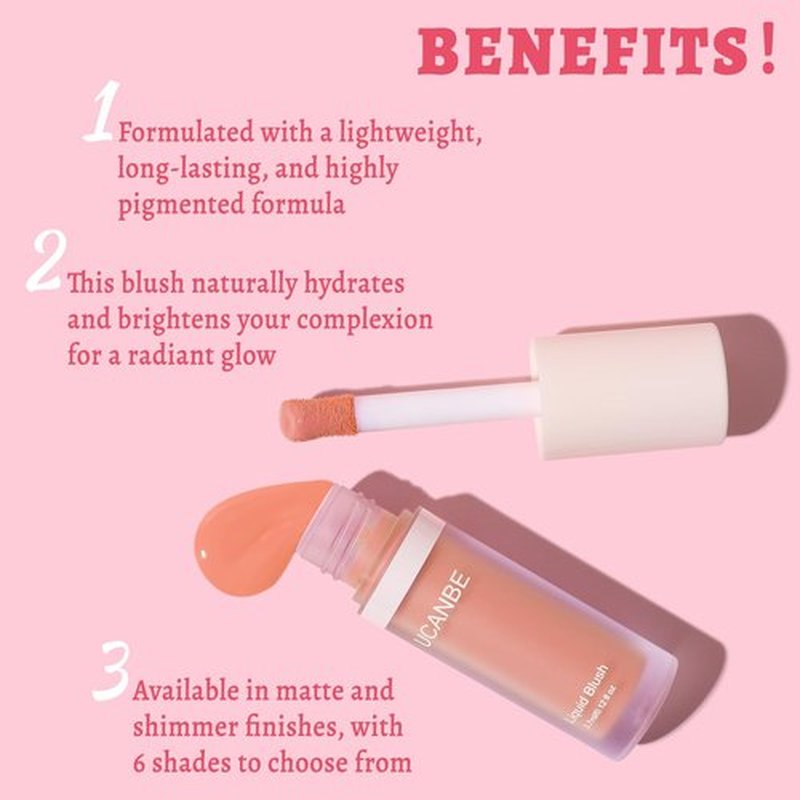 UCANBE Liquid Matte Blush Makeup for Cheeks, Highly Pigmented, Long Lasting, Anti-scratch, Natural-Looking, Daily Use Makeup Blush Suitable for Women Girls(06 Lavender)