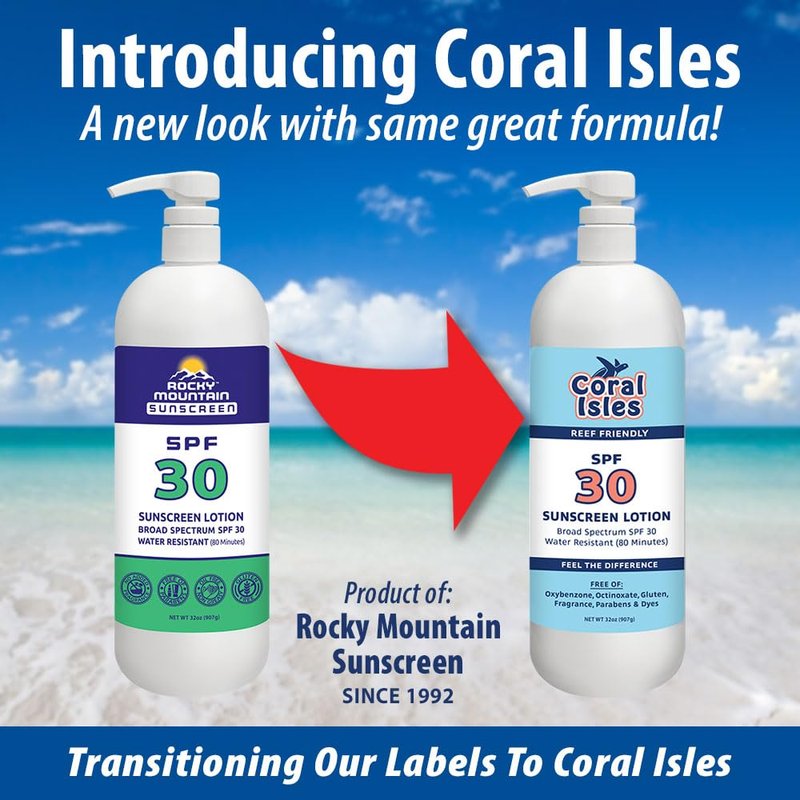Coral Isles SPF 30 Sunscreen Lotion - Broad Spectrum UVA/UVB Protection | Water Resistant 80 Min | 32 Fl Oz