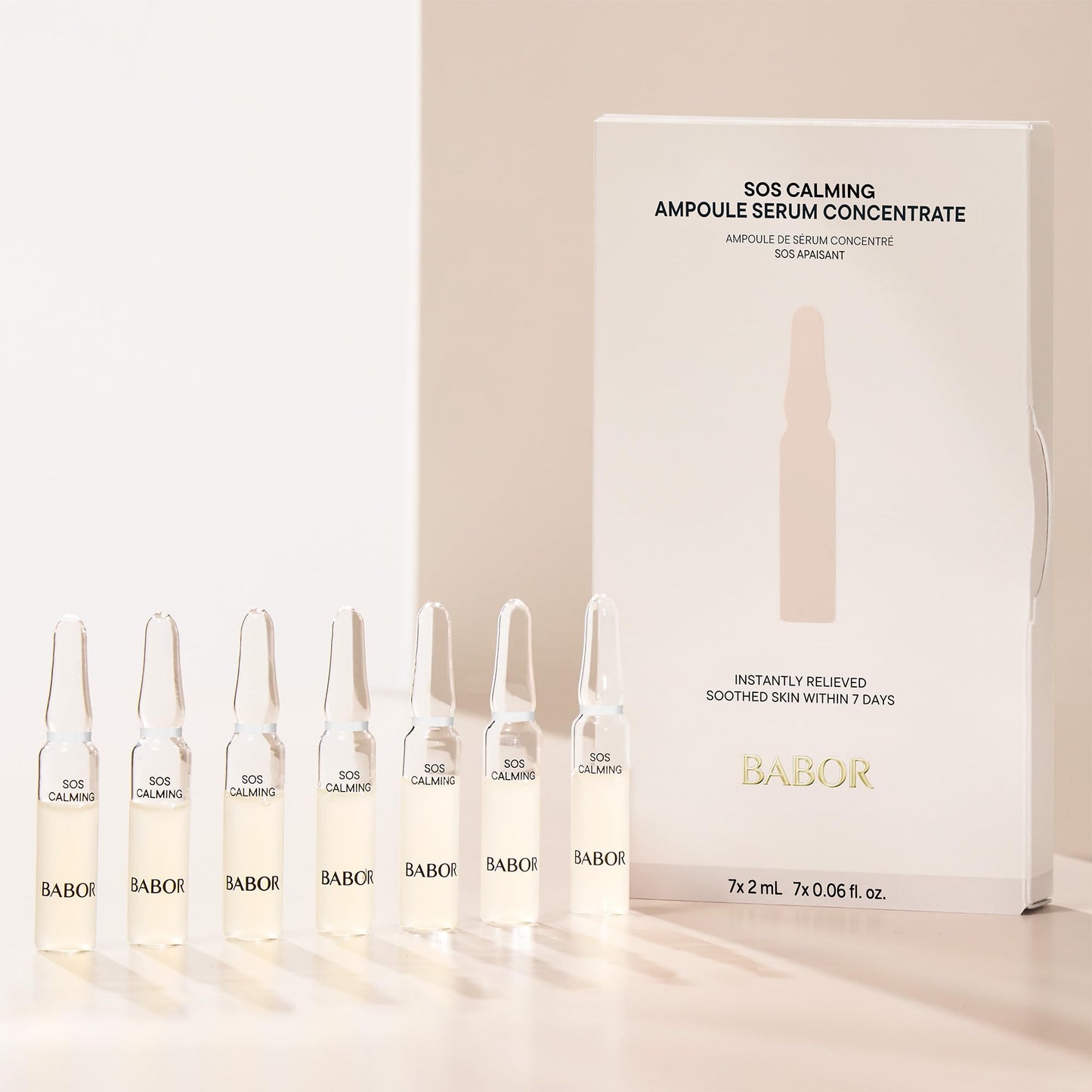 BABOR SOS Calming Ampoule Serum Concentrates, Soothing Serum to Treat Irritated Skin, Reduce Redness and Strengthen Skin Barrier, 7 Day Treatment