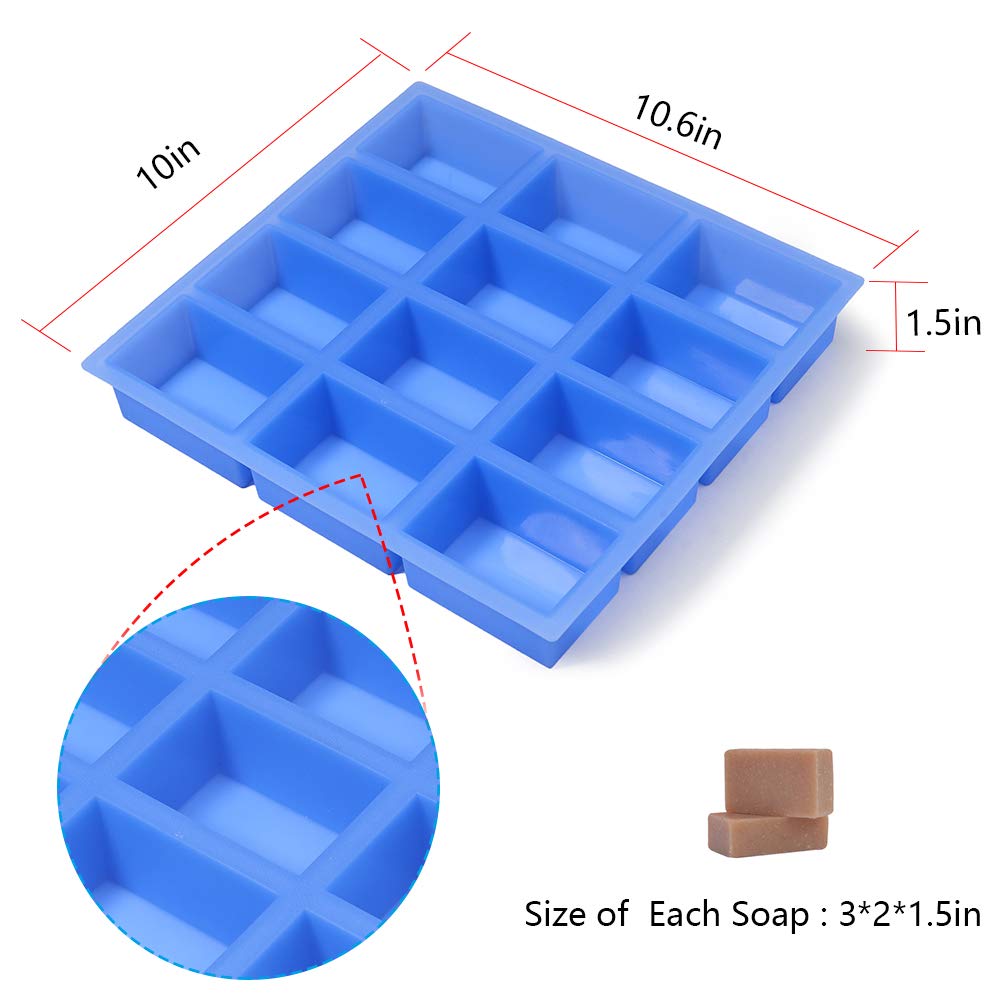 Silicone Soap Mold for Soap Making, 12-Cavity 5.5oz Deep Rectangle Soap Mold, Thick Flexible Easy Release BPA-Free Non-Stick Mold for Handmade Soap, Bath Bombs, Resin & DIY Crafts