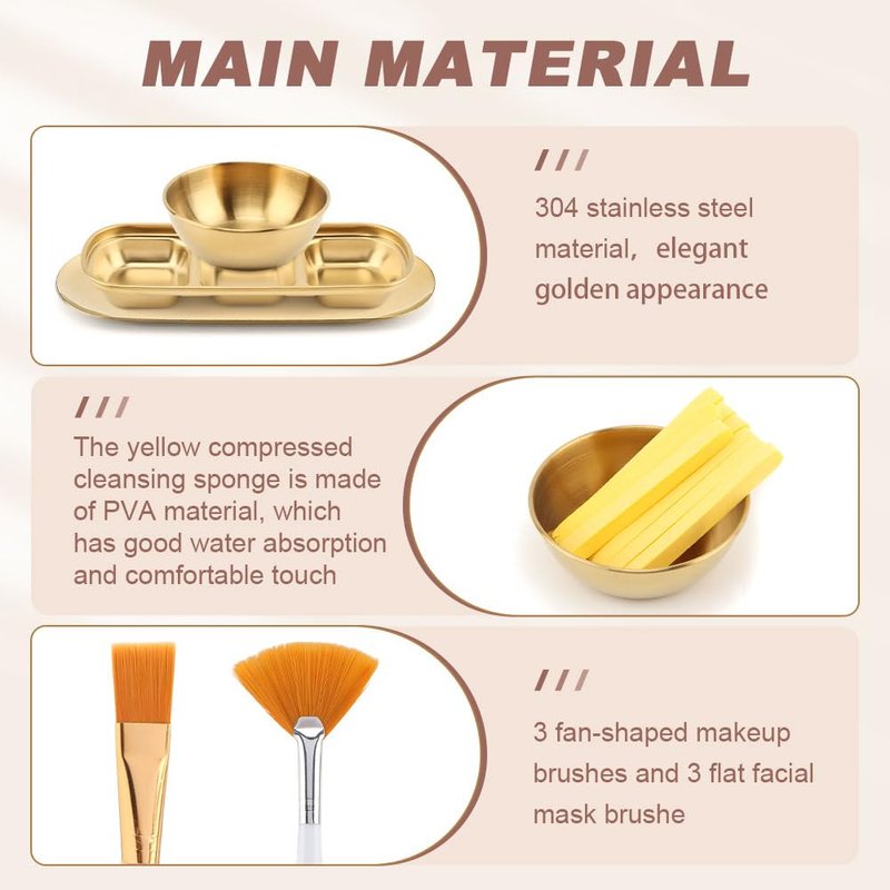 Esthetician Supplies Set - 23 Pcs Rose Gold Facial Tool Kit | Mixing Bowls, Applicator Brushes & Sponges