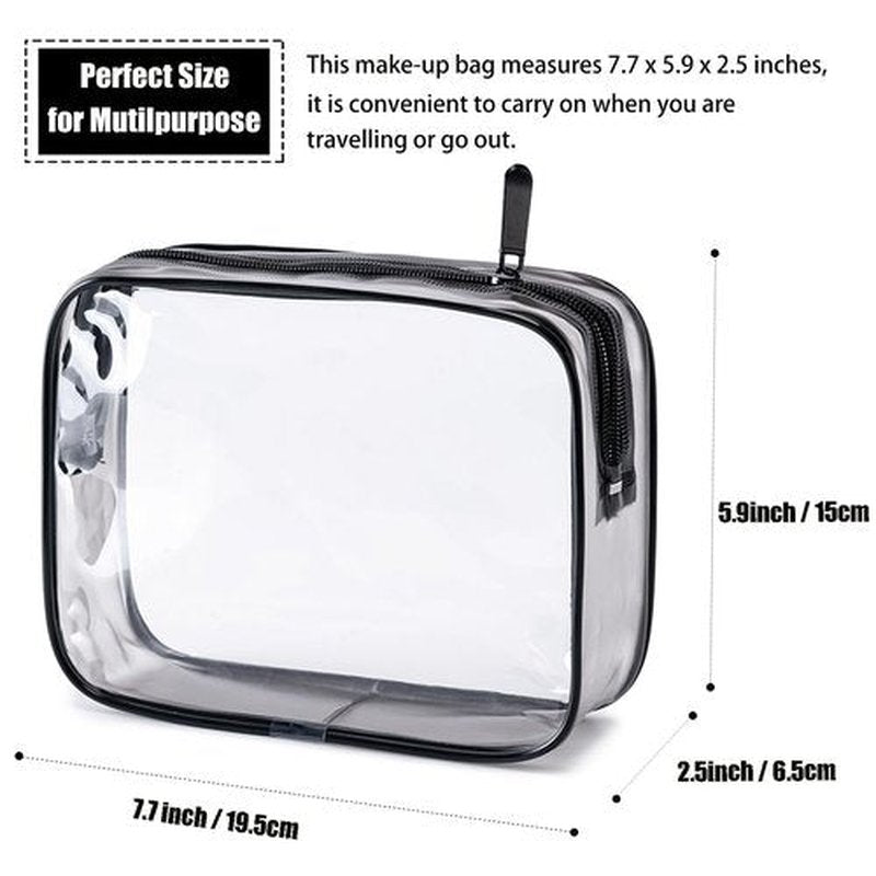 MODENGKONGJIAN TSA Approved Toiletry Bag, 3 Pcs Clear Toiletries Bags Quart Size Travel Makeup Cosmetic Bag for Women Men, Carry on Airport Airline Compliant Bag (Matte black)