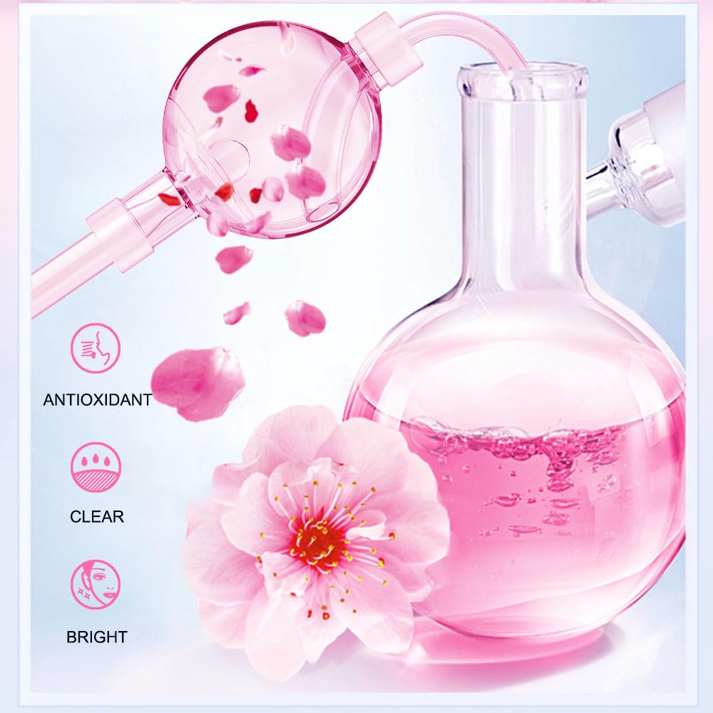 R RadiantRise Refreshing & Moisturizing 8-Piece Sakura Skin Care Set and Kit for Women Christmas Gift Valentine's Day Gift