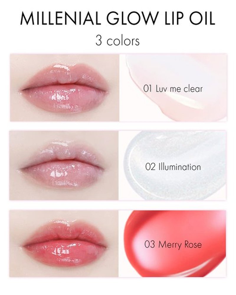 VIDIVICI Millennial Lip Oil #03 Merry Rose - Non-Sticky Dewy Gloss for Moisturized & Voluminous Lips - Natural Rosy Red Color Lip for Vitality Mood, 0.12 fl.oz.