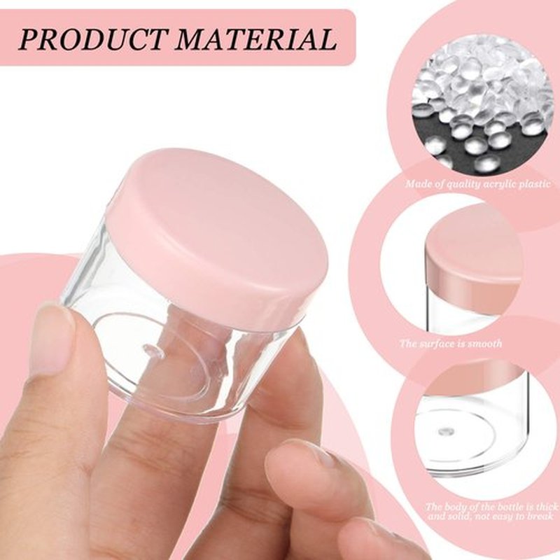 20 Pieces Round Pot Jars Plastic Cosmetic Containers Set with Lid for Liquid Creams Sample, 20 ml/ 0.7 oz (Black, White, Clear, Pink, Teal Lid)