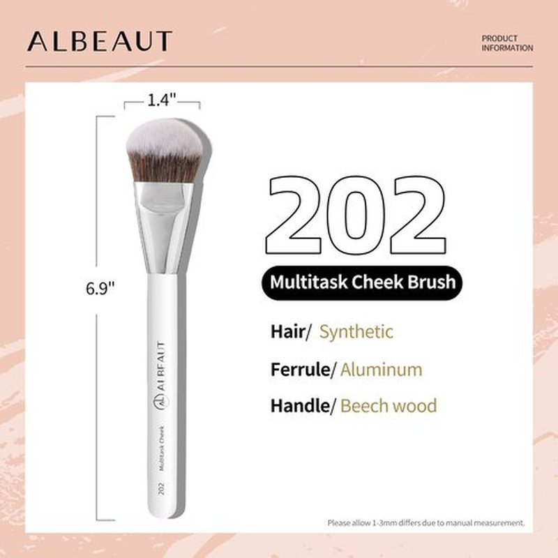 Albeaut Blush Brush, Angled Contoured for Flawless Face Foundation Liquid Cream Cheek Makeup Multitask 202