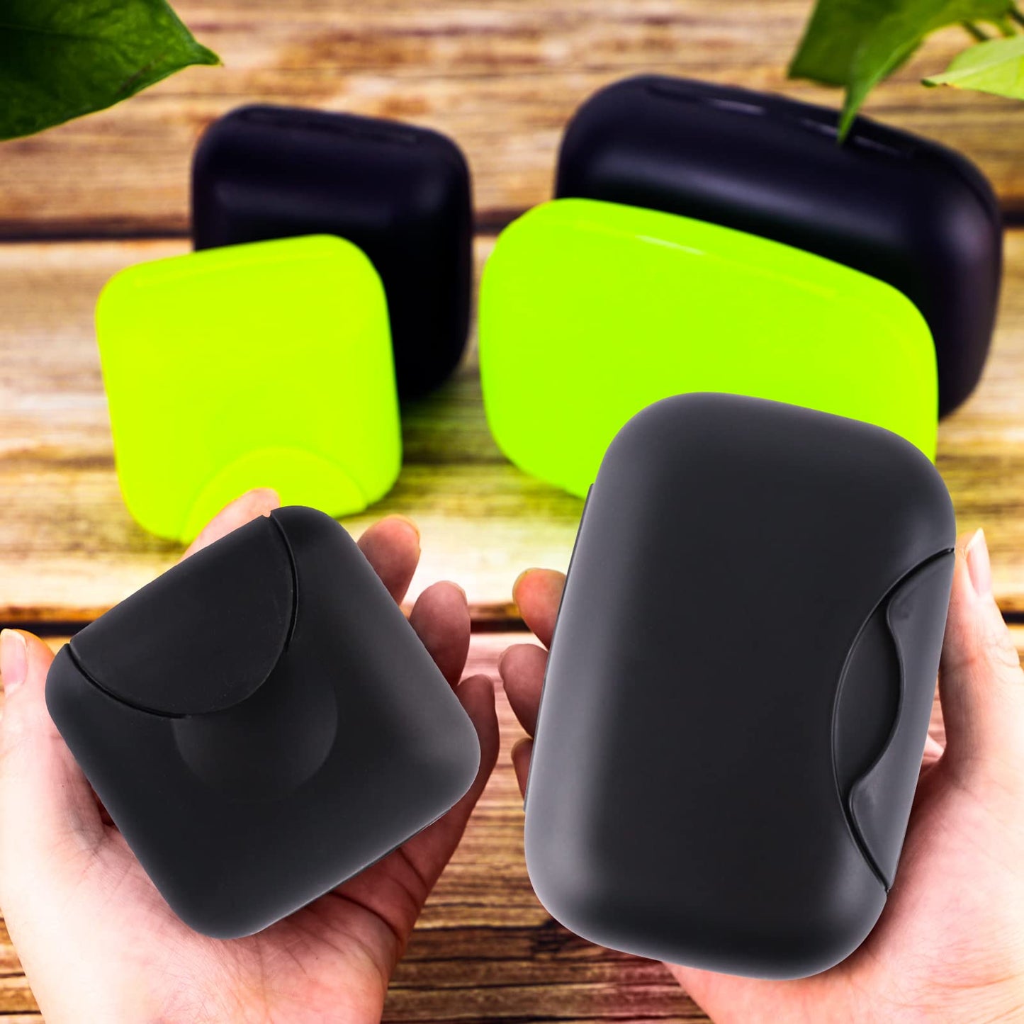 Inovat 2 Pcs Small Size Plastic Soap Case Holder Container Box Home Outdoor Hiking Camping Travel,2.75 * 2.75 * 1.65 inch Black