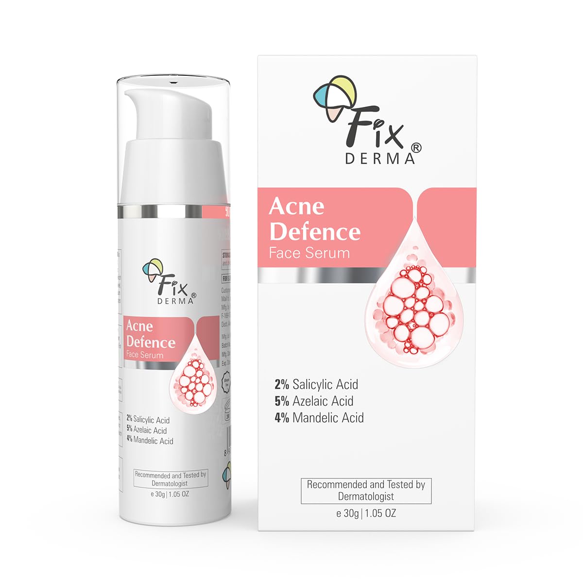 Fixderma 2% Salicylic Acid Serum for Anti Acne & Spot Treatment with 5% Azelaic Acid & 4% Mandelic Acid | Anti Acne Face Serum for Men & Women | For Oily Skin - 30g