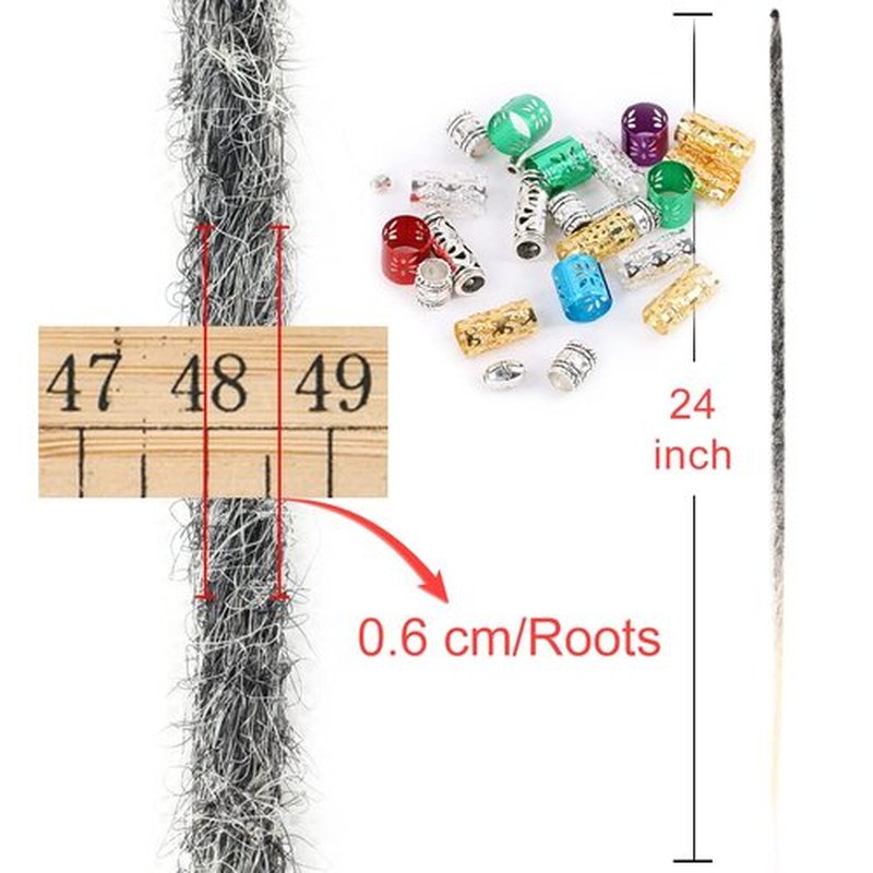 DAIRESS 24 Inch 10strands/pack Synthetic Dreadlocks Extensions Thin 0.6cm Soft Reggae Hair Hip-Hop Style Dread Extensions Long Crochet Braids For Hippie Dread locks Hair(24Inch 10strands, 1B/613)